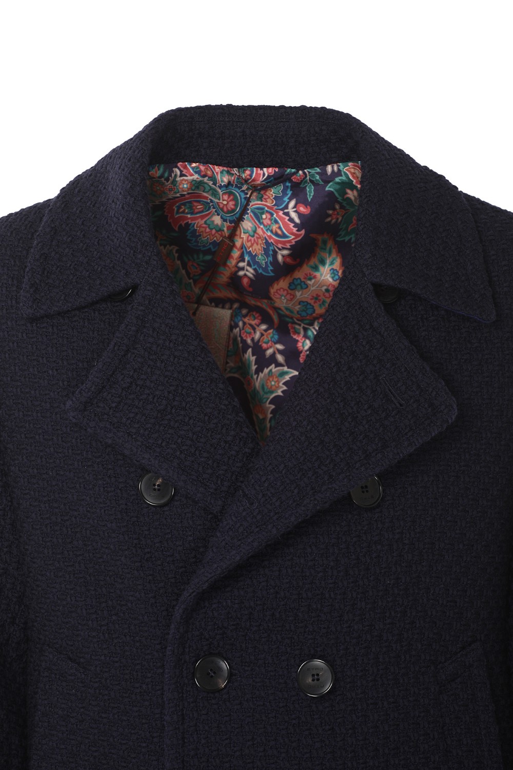 shop ETRO  Giaccone: Etro peacoat in lana.
Giaccone in maglia di lana, armaturata strutturata con fodera interna decorata da una stampa Paisley floreale multicolor.
Vestibilità regular.
Chiusura doppiopetto con bottoni.
Collo a revers.
Tasche laterali.
Bottoni in corno.
Spacco posteriore.
Composizione: 100% lana.
Made in Serbia.. 0042 99TU2G0-B0310 number 455189